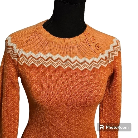 American Eagle Outfitters Orange & White 100% Cotton Knit Sweater Size XS - Picture 5 of 6
